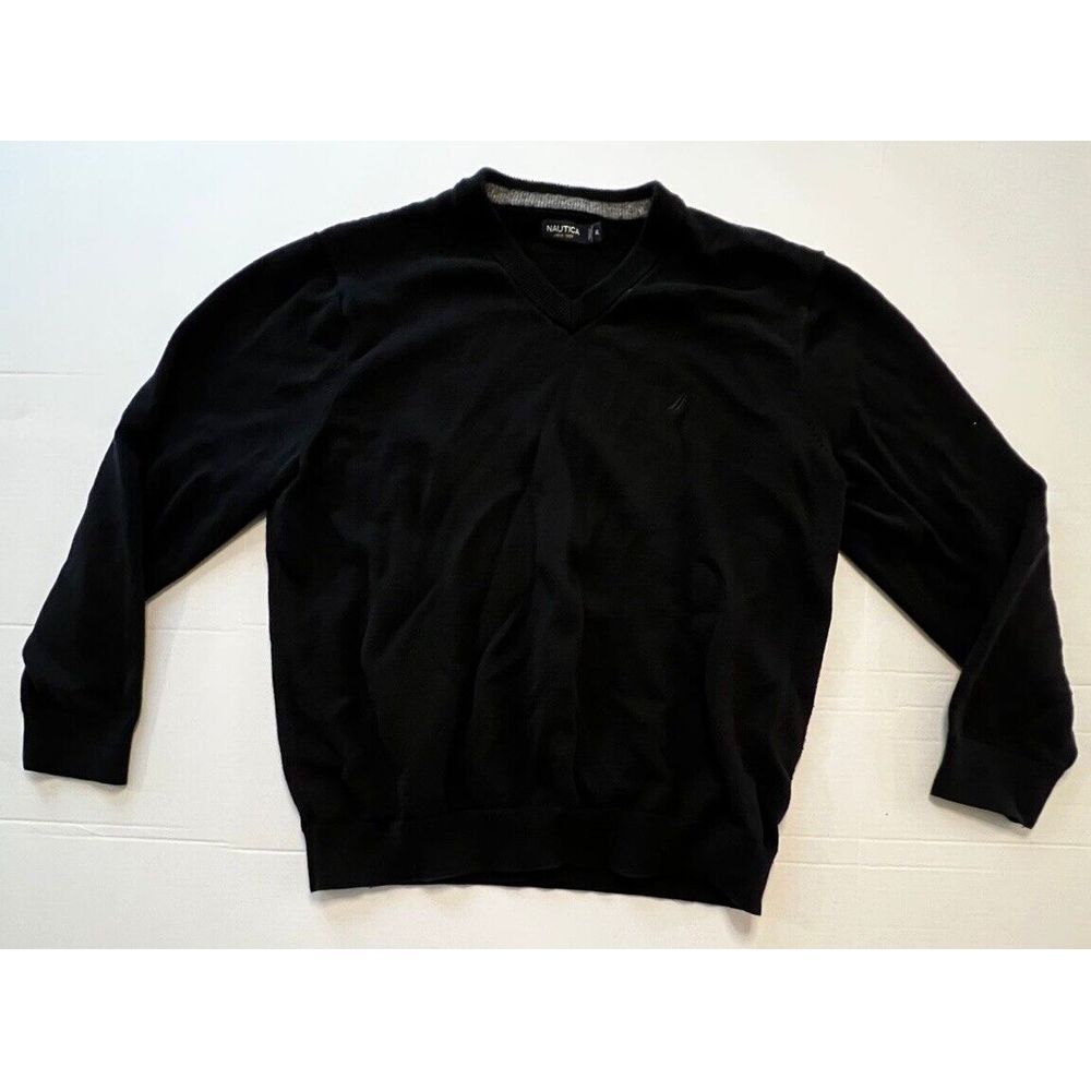 Nautica Navtech‎ Men's Long Sleeve Sweater Black V Neck XL